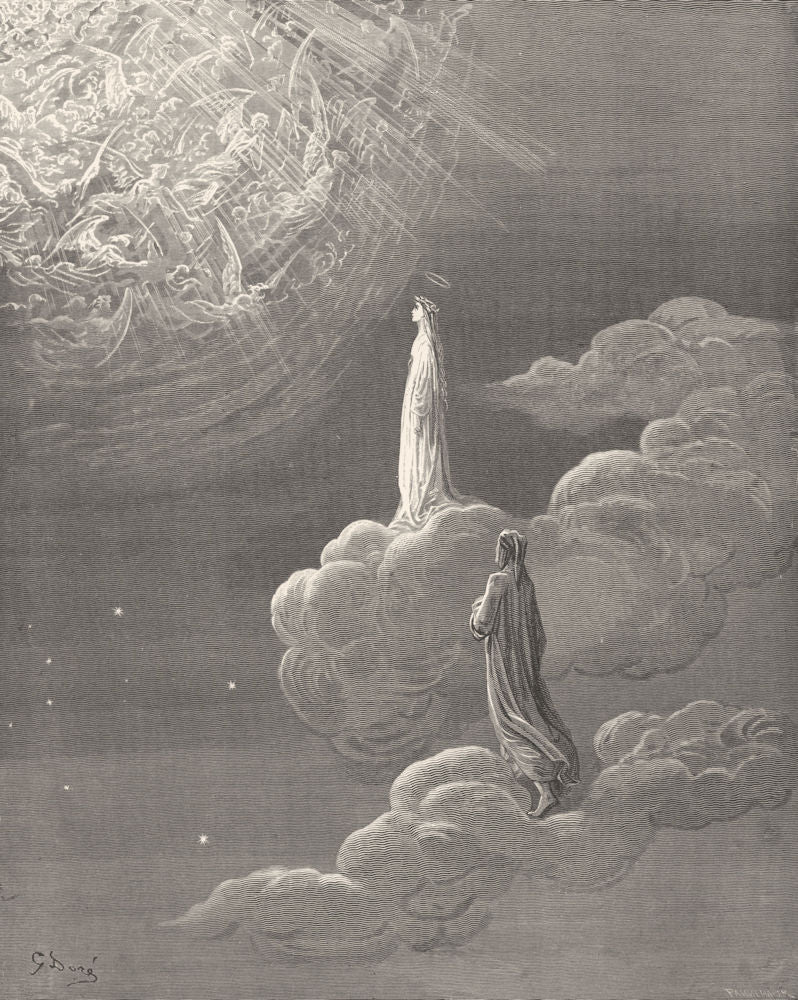 DANTE. beheld myself, Sole my lady, more lofty bliss translated 1893 old print